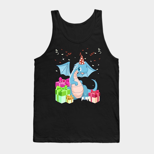 Blue Dragon With Party Hat Birthday Tank Top by TheBeardComic